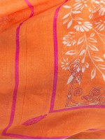 Оранжевый платок из кашемира и шелка с принтом
