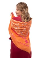 Оранжевый платок из кашемира и шелка с принтом