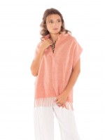 Плотный персиковый шарф из кашемира и шерсти