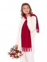 Плотный красный шарф из кашемира и шерсти