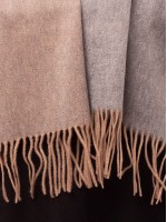 Плотный двухсторонний серо-коричневый шарф из 100% кашемира премиум-класса (пашмина)