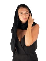 Черный платок из 100% кашемира премиум-класса (пашмина) с теневым узором