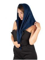 Темно-синий платок из 100% кашемира премиум-класса (пашмина) с теневым узором
